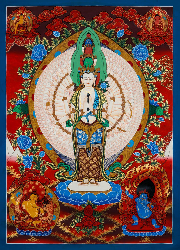 1000 Armed Avalokiteshvara Thangka Painting -  Best handpainted thangka painting - HimalayasShop