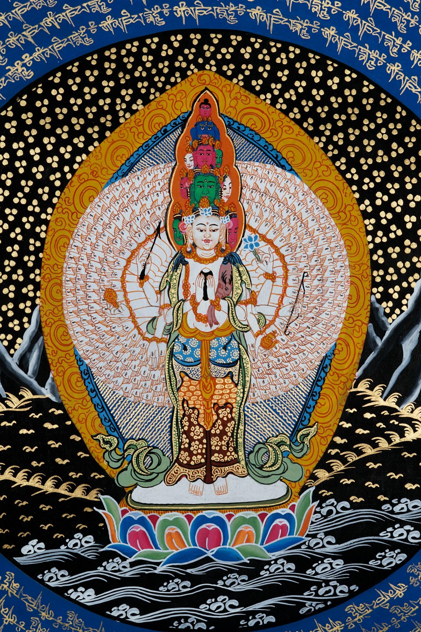Avalokiteshvara Mandala Tibetan Thangka - Best handpainted thangka painting - HimalayasShop
