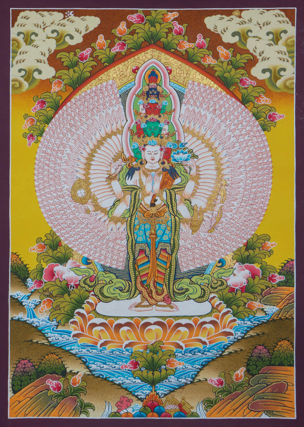 1000 Arms Avalokiteshvara Thangka Painting - Himalayas Shop