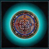 Green Kalachakra Mandala - Best handpainted thangka painting - HimalayasShop 