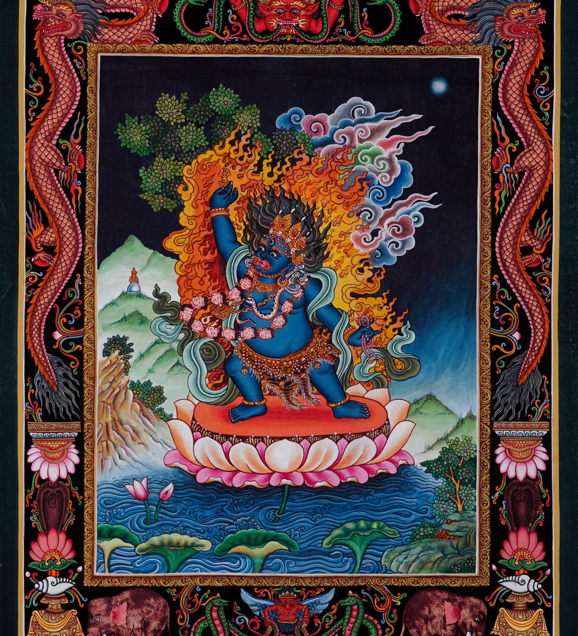 Beautiful Mahakala Thangka Painting - Best handpainted thangka painting - HimalayasShop