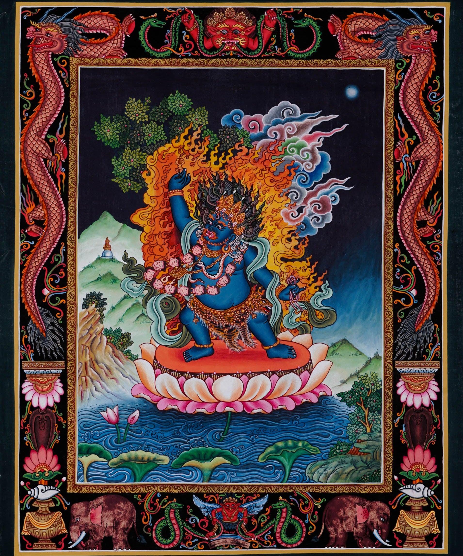 Beautiful Mahakala Thangka Painting - Best handpainted thangka painting - HimalayasShop