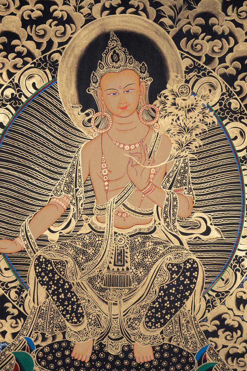 Maitreya Buddha Tibetan Thangka Painting - Himalayas Shop