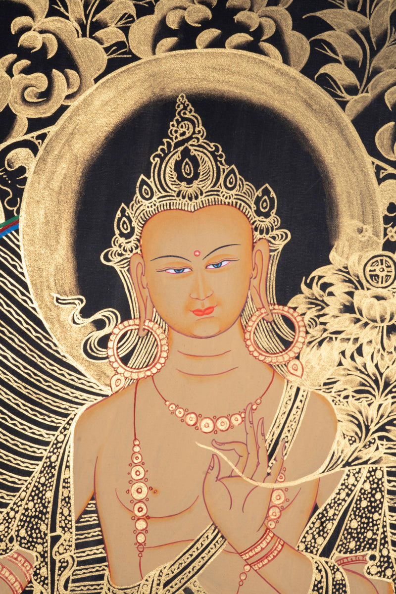 Maitreya Buddha Tibetan Thangka Painting - Himalayas Shop