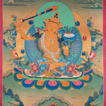 Manjushri Thangka Painting | Cutting of Ignorance with Wisdom - Himalayas Shop