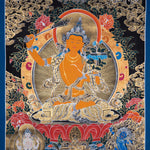 Manjushri Tibetan Thangka Painting with Silver and 24k Gold - Himalayas Shop