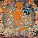Manjushri Tibetan Thangka Painting with Silver and 24k Gold - Himalayas Shop
