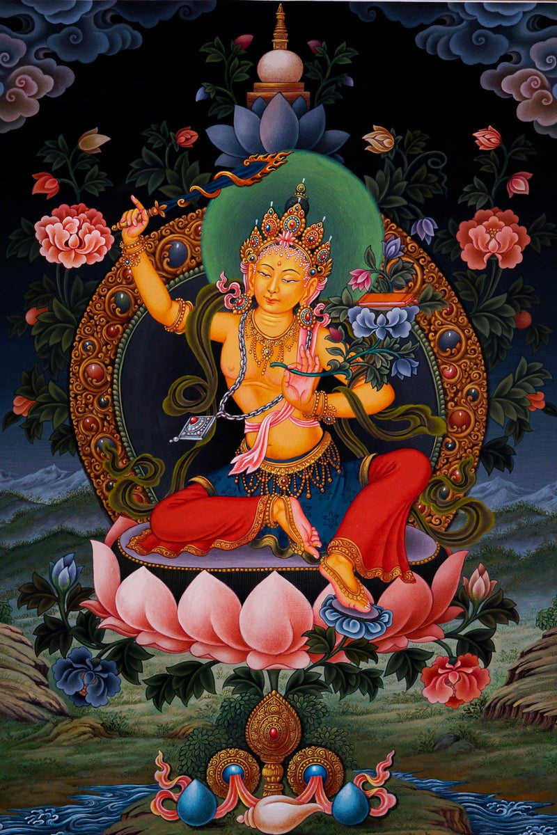 Manjushri Newari Thangka Painting - Himalayas Shop