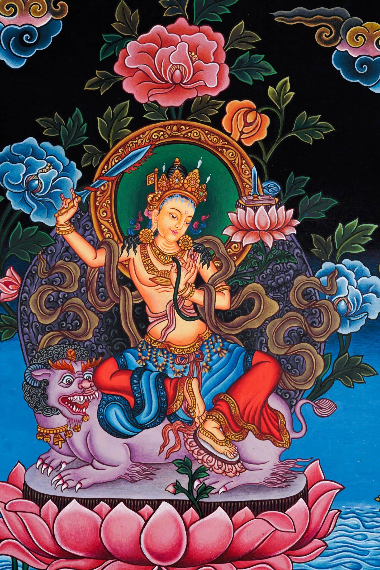 Handpainted Manjushri Newari Thangka - Best handpainted thangka painting - HimalayasShop