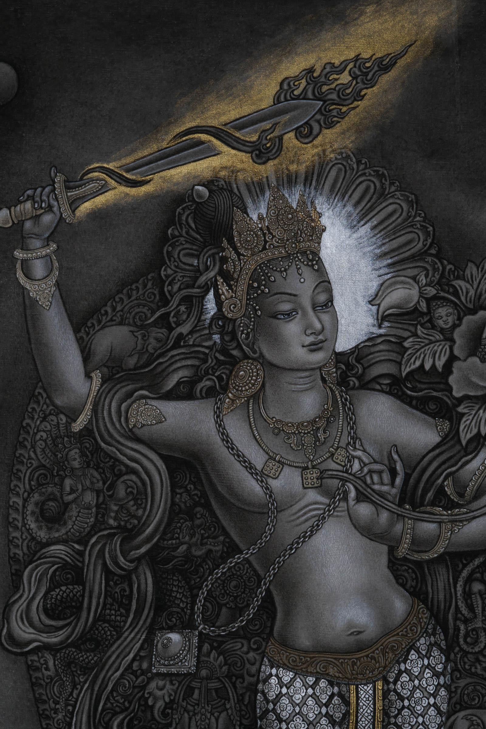 Manjushri with Prajnaparamita Sword - Best handpainted thangka painting - HimalayasShop