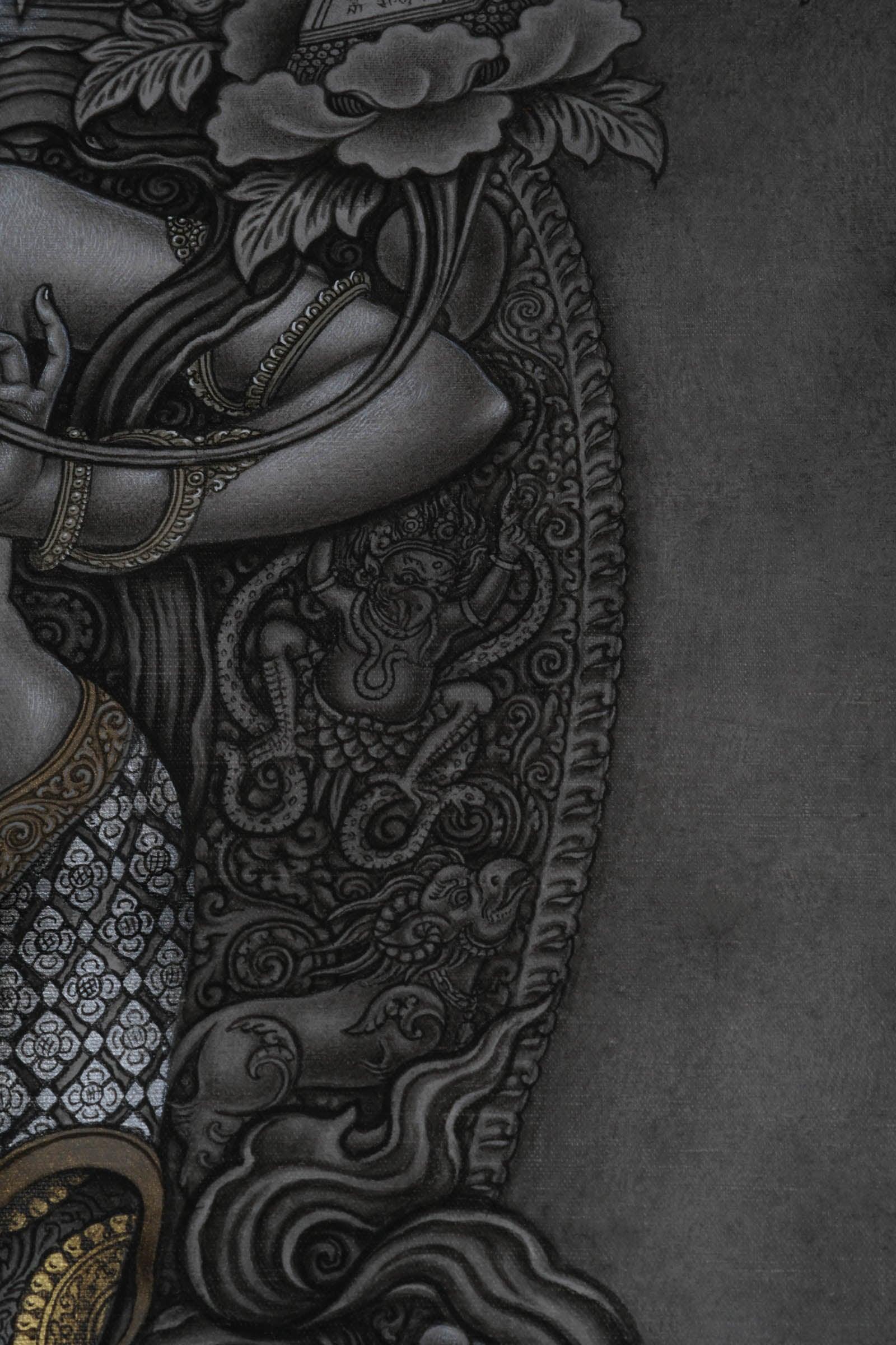 Manjushri with Prajnaparamita Sword - Best handpainted thangka painting - HimalayasShop