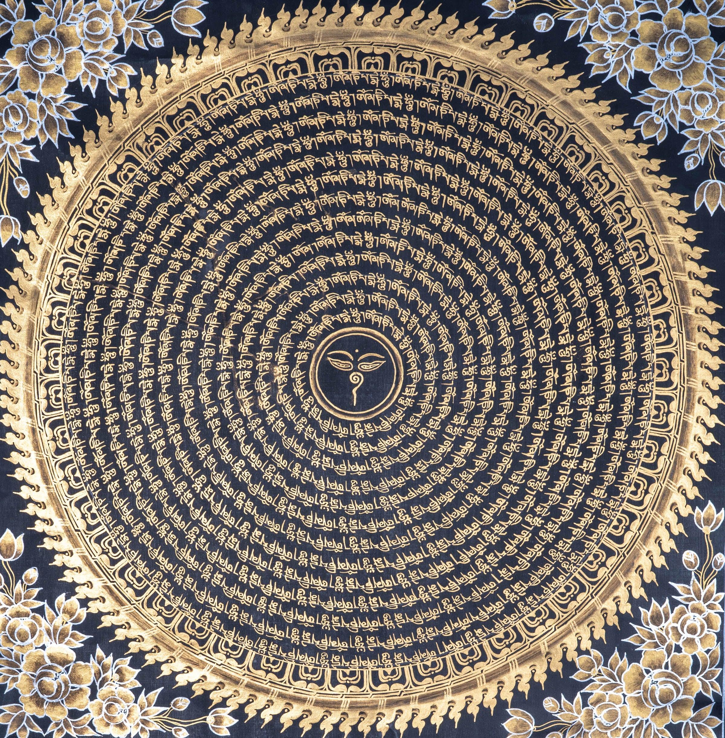 Black and Gold Mantra Mandala - Himalayas Shop