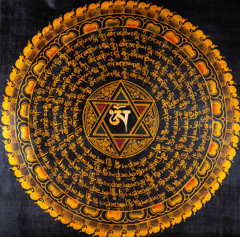 OM Mandala with 8 auspicious Symbol - The Golden Star - Himalayas Shop