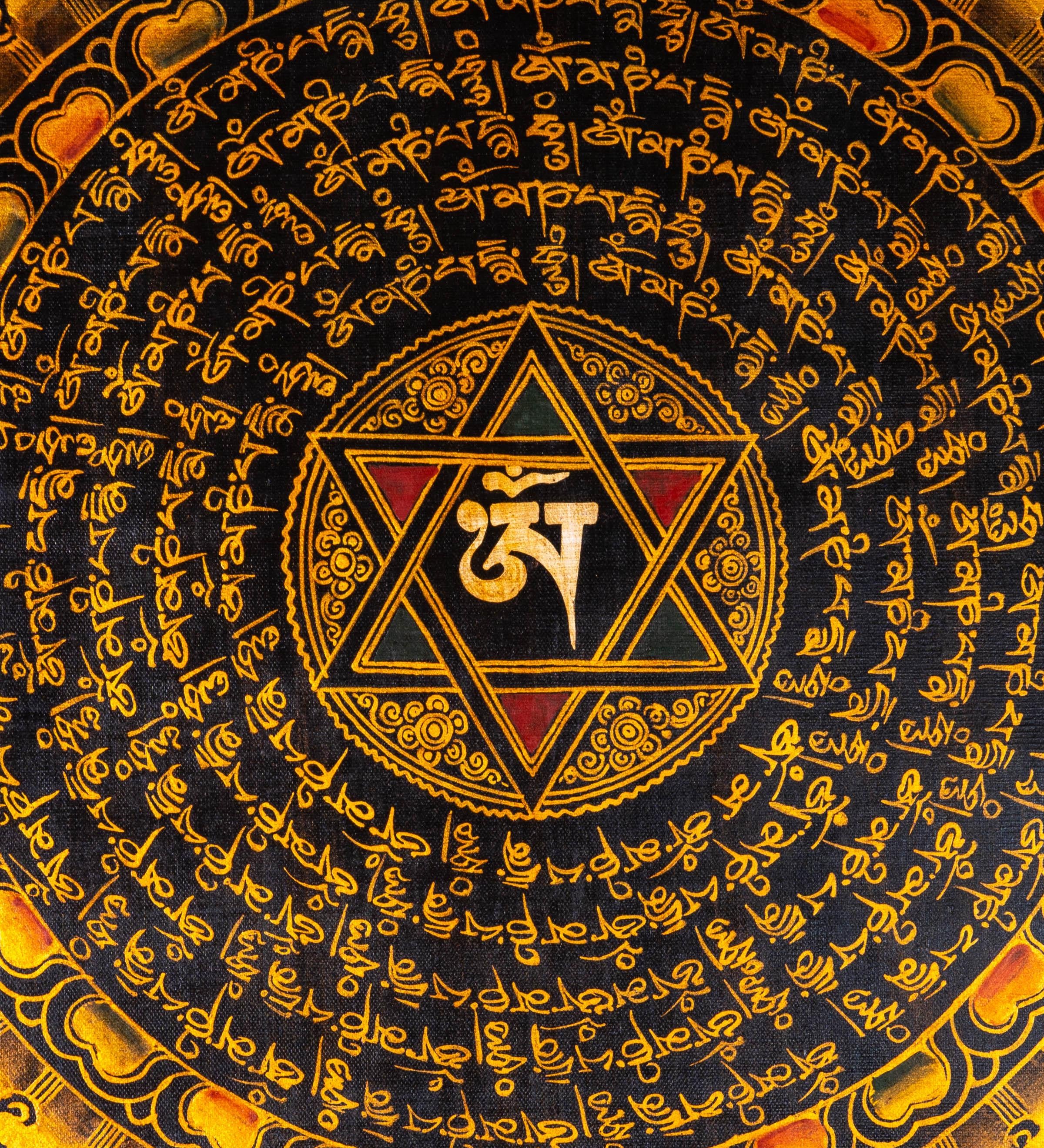 OM Mandala with 8 auspicious Symbol - The Golden Star - Himalayas Shop