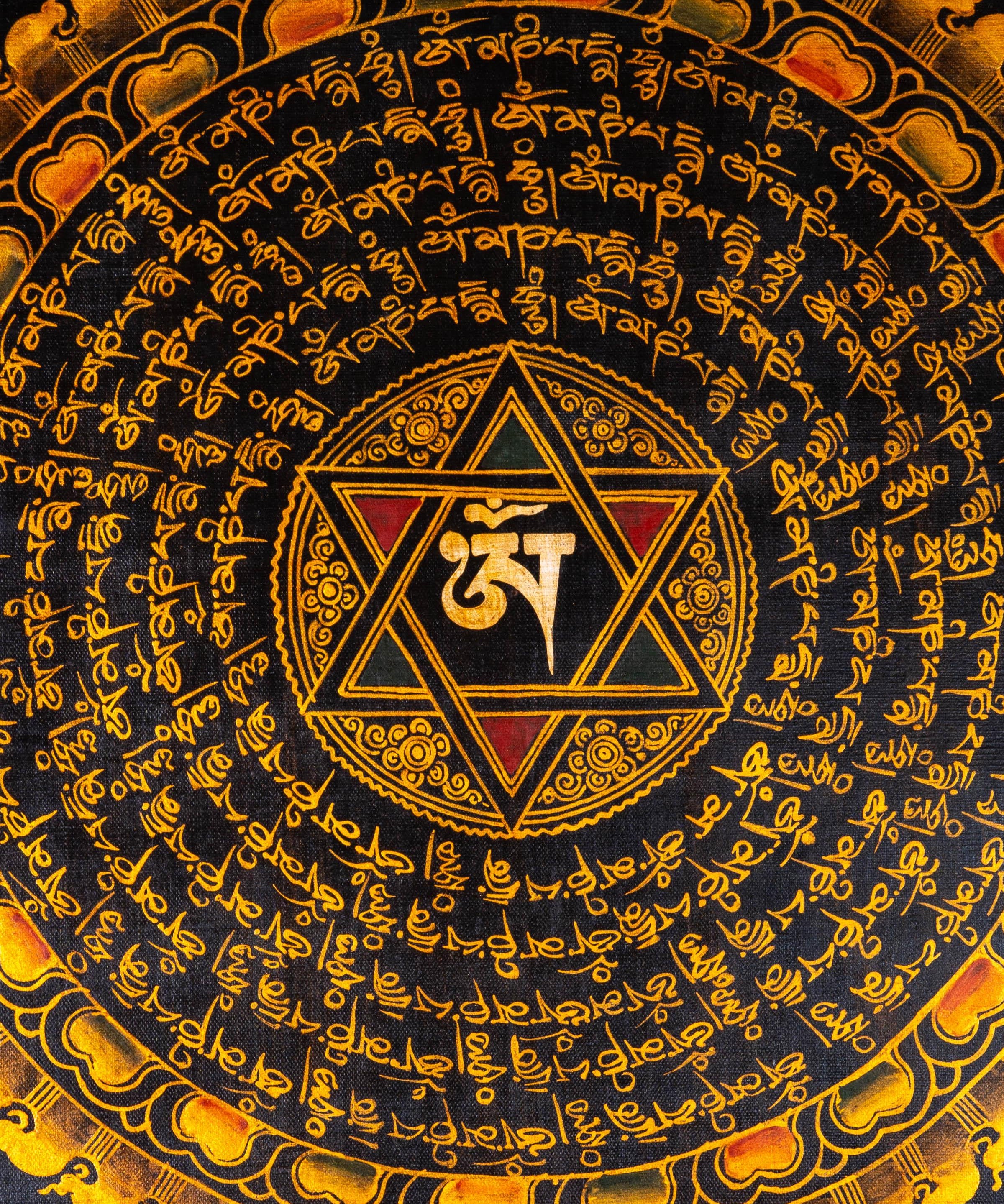 OM Mandala with 8 auspicious Symbol - The Golden Star - Himalayas Shop