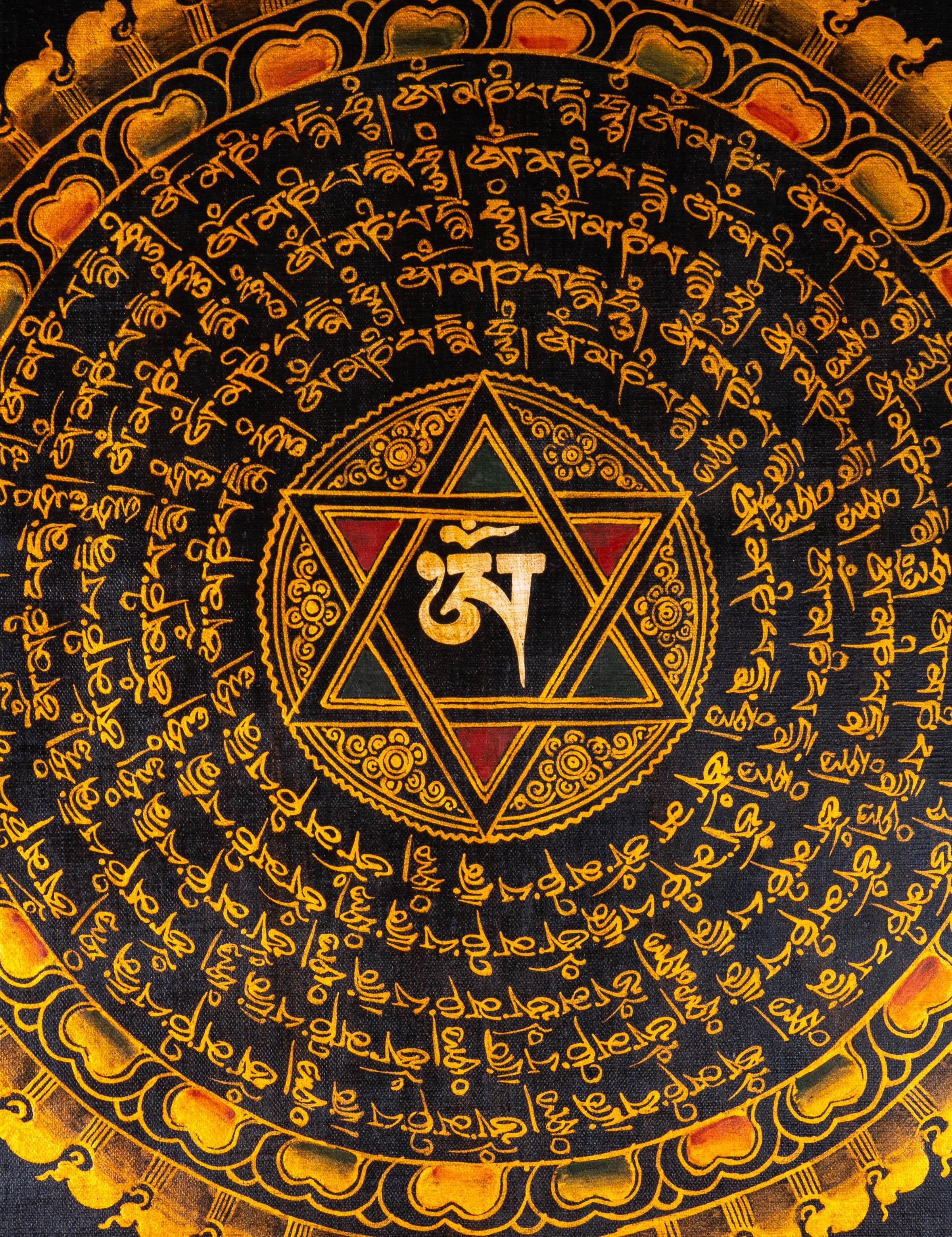 OM Mandala with 8 auspicious Symbol - The Golden Star - Himalayas Shop