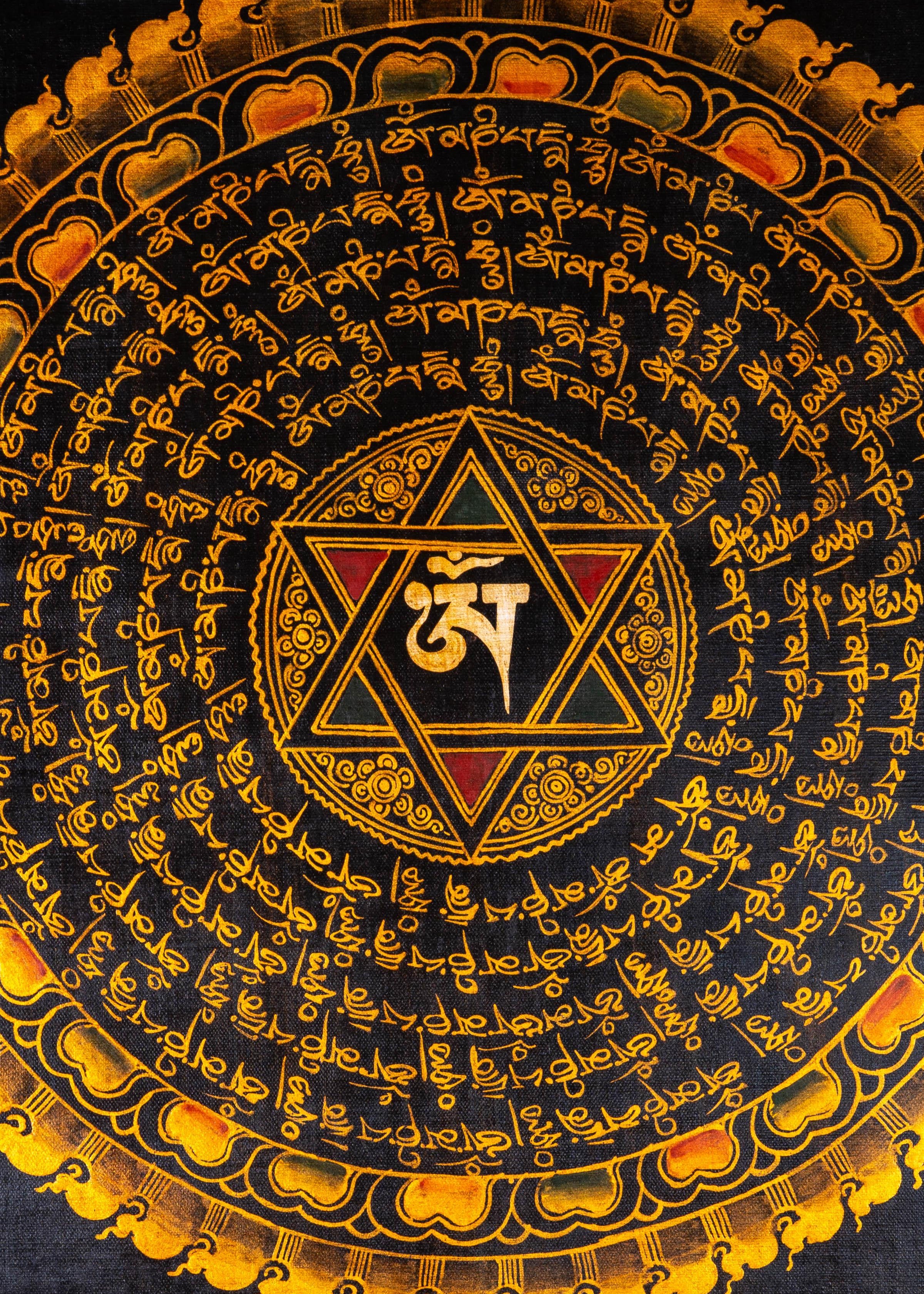 OM Mandala with 8 auspicious Symbol - The Golden Star - Himalayas Shop