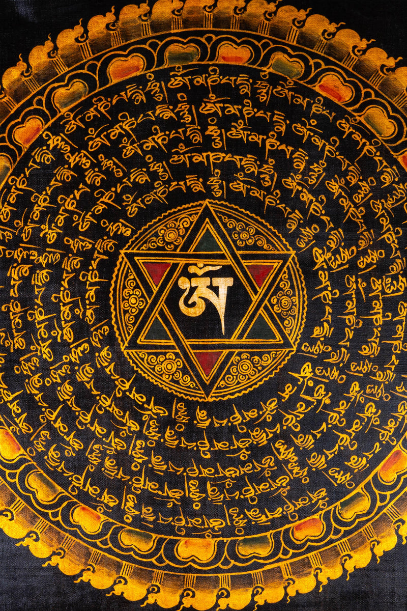 OM Mandala with 8 auspicious Symbol - The Golden Star - Himalayas Shop