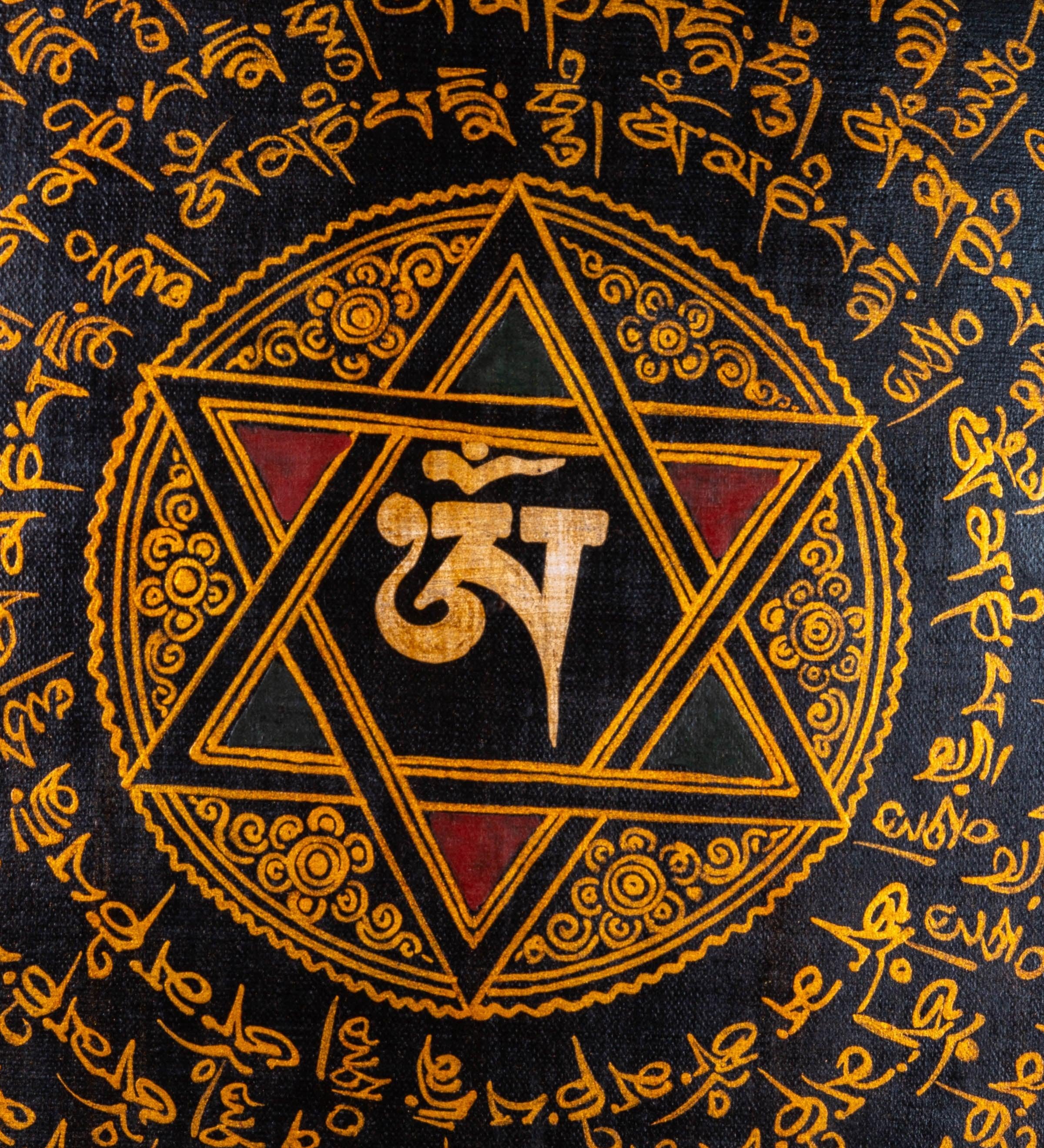OM Mandala with 8 auspicious Symbol - The Golden Star - Himalayas Shop