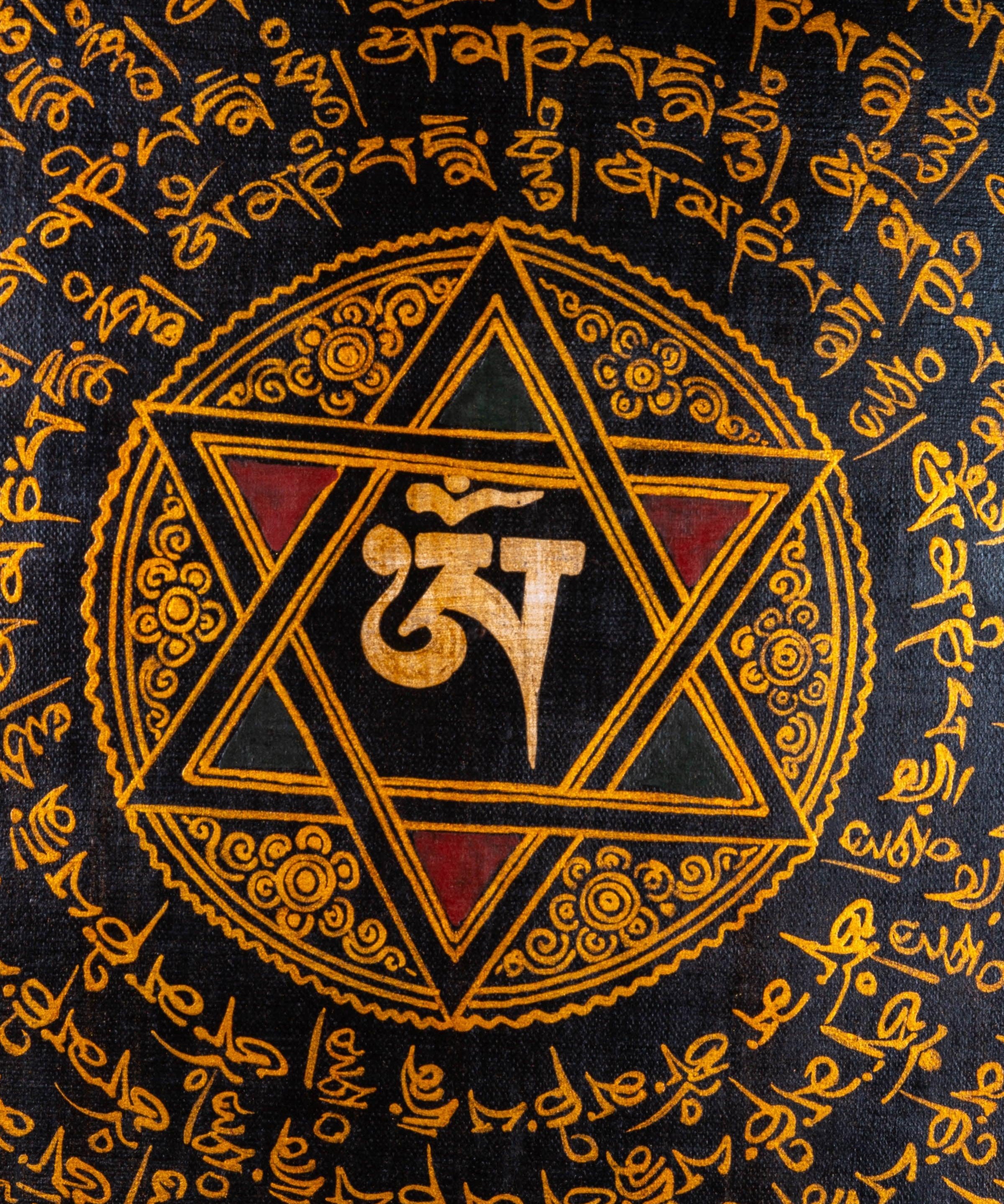 OM Mandala with 8 auspicious Symbol - The Golden Star - Himalayas Shop