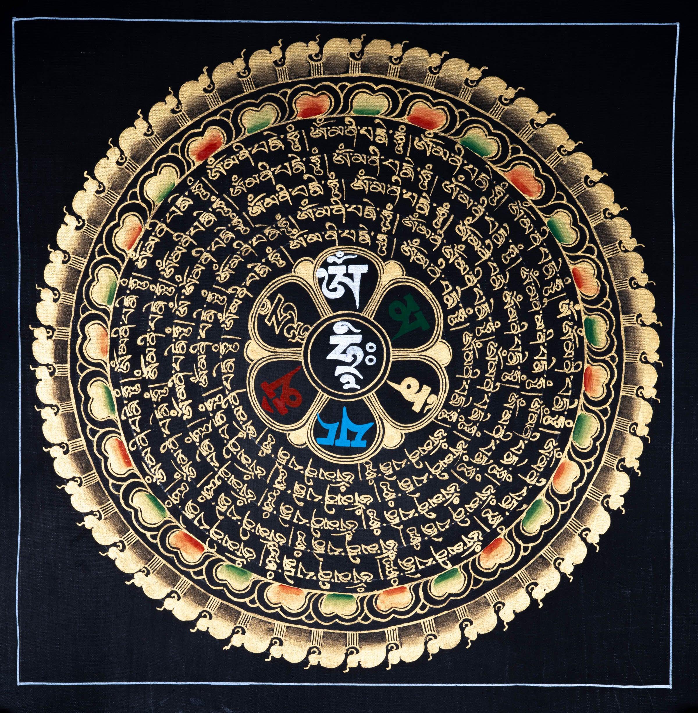 Om Mani Padme Hum | Thangka Painting - Himalayas Shop