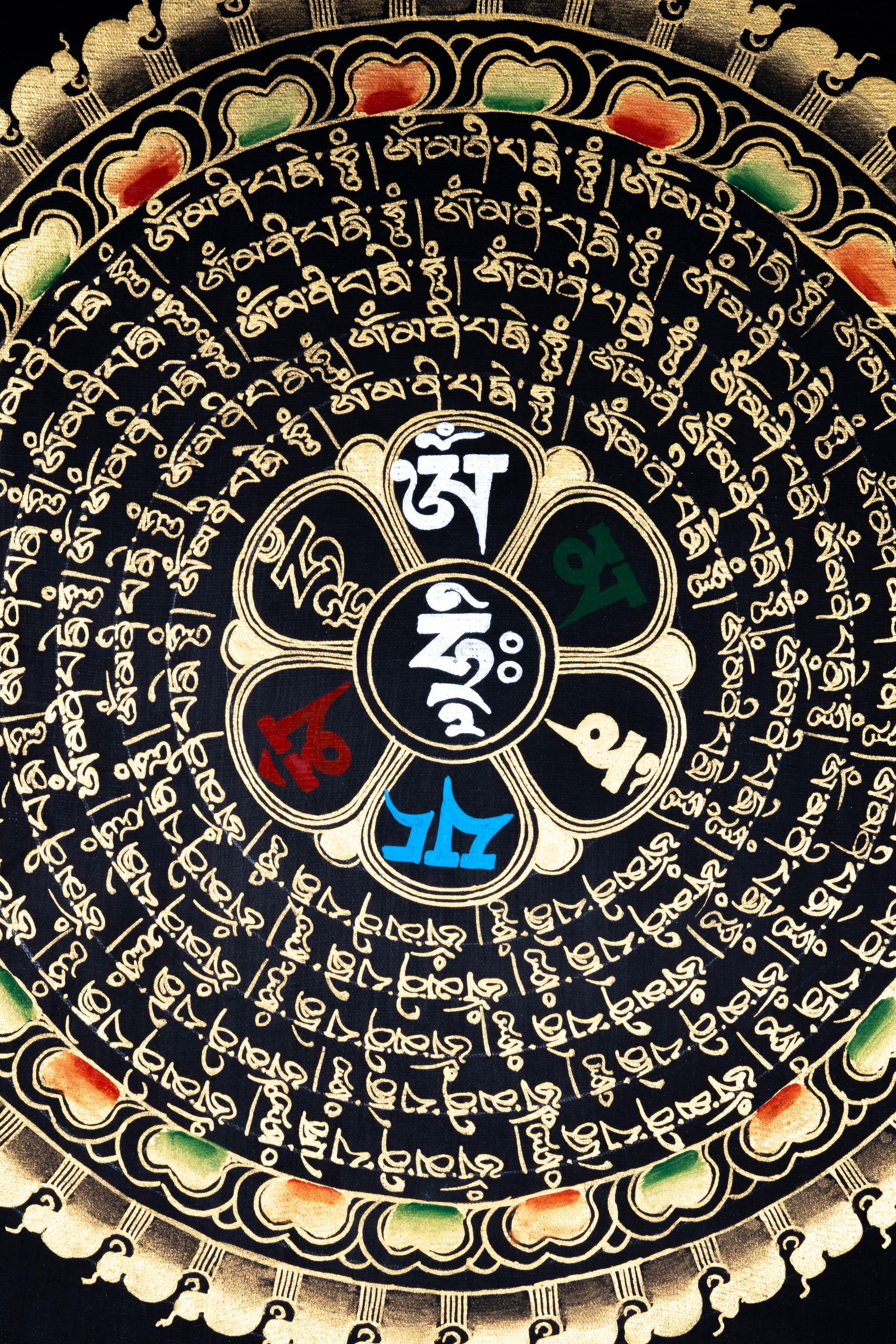 Om Mani Padme Hum | Thangka Painting - Himalayas Shop