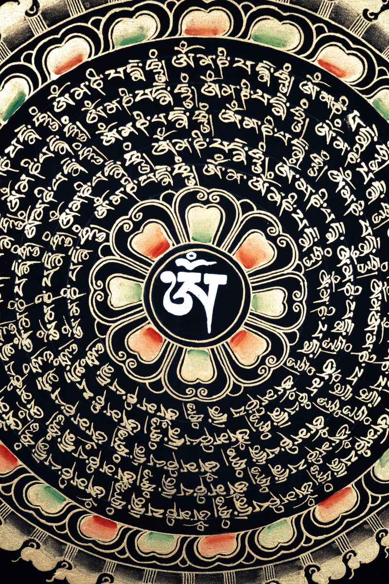 Black and Gold Mandala Thangka - Himalayas Shop