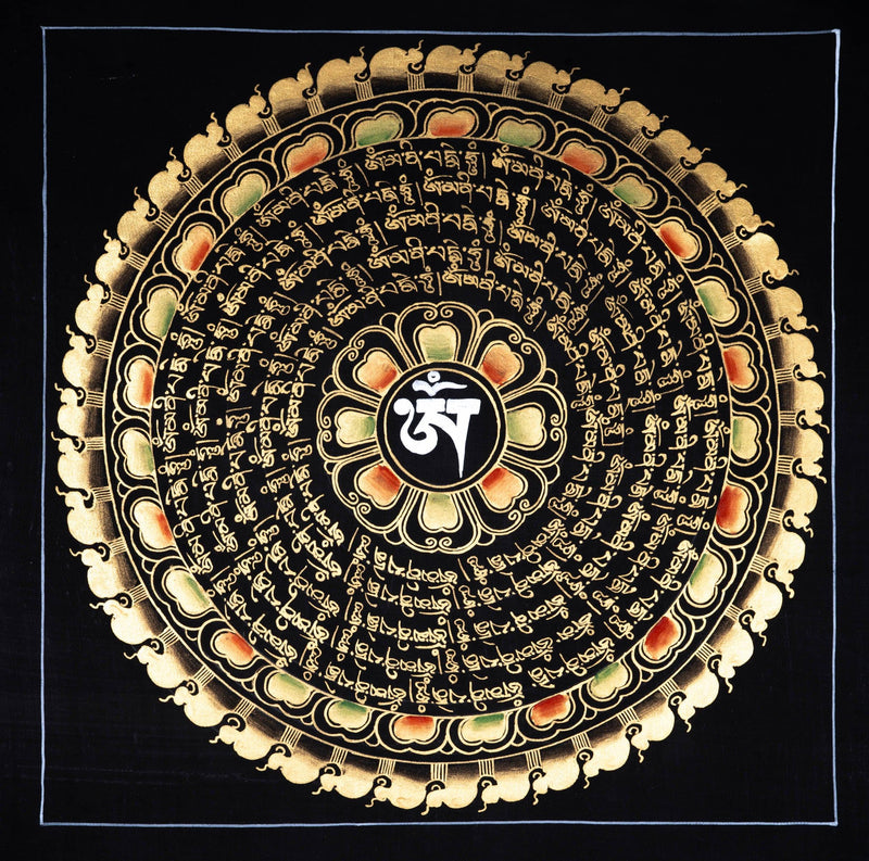 Black and Gold Mandala Thangka - Himalayas Shop