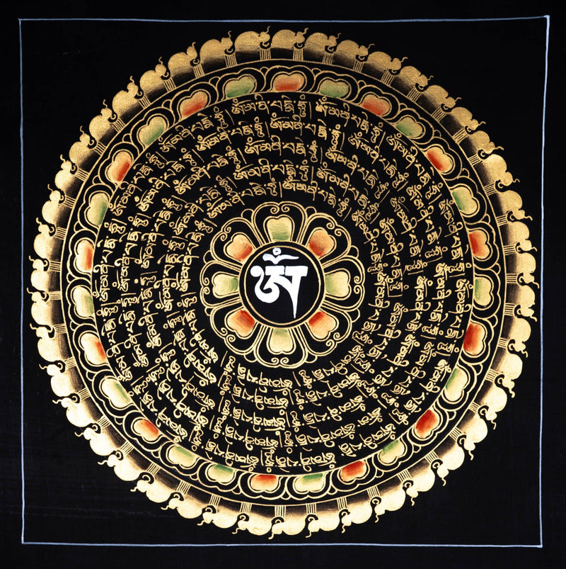 Black and Gold Mandala Thangka - Himalayas Shop