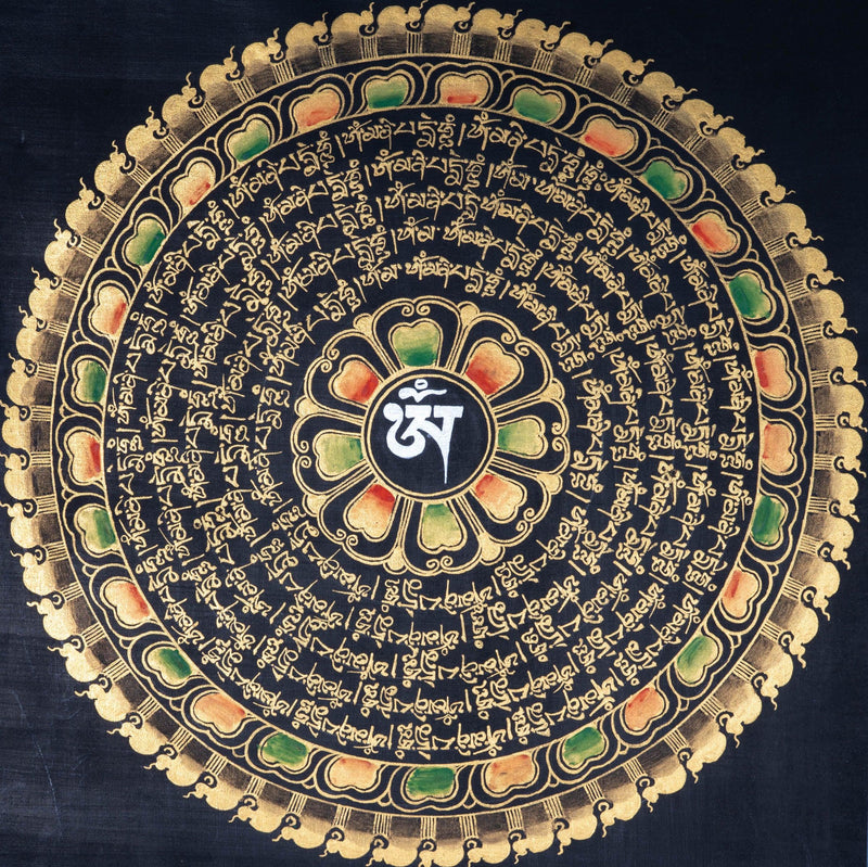 Black and Gold Mandala Thangka - Himalayas Shop