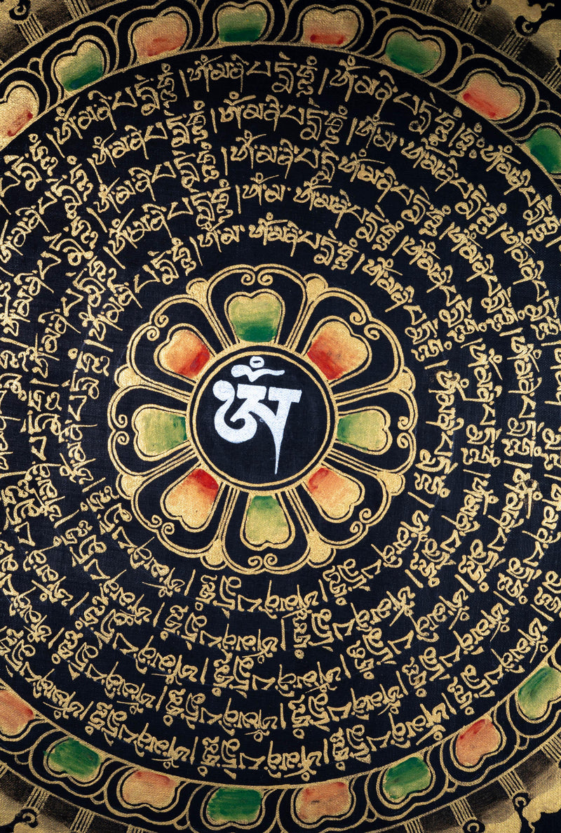 Black and Gold Mandala Thangka - Himalayas Shop