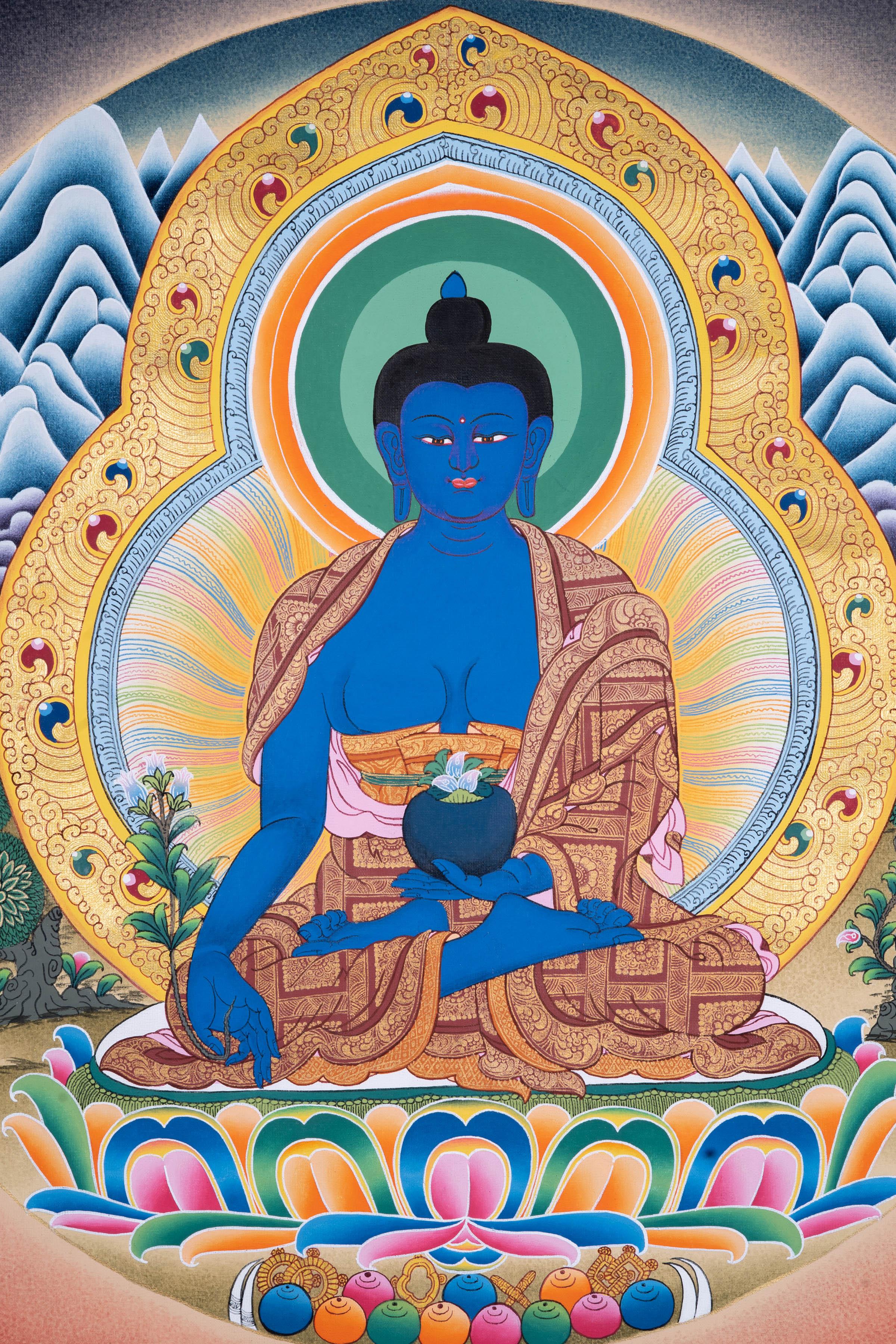 Medicine Buddha Thangka painting - Himalayas Shop
