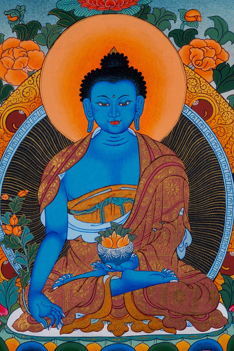 Medicine Buddha Thangka Art - Himalayas Shop