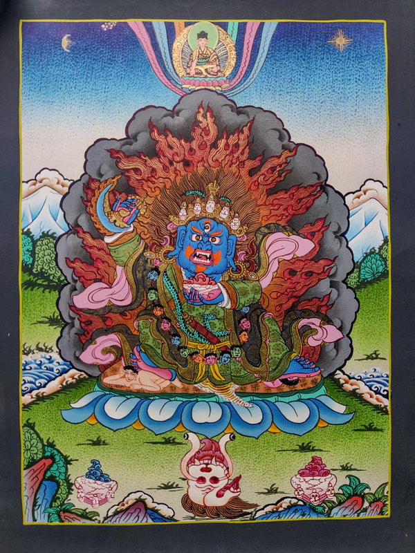 Mahakala wrathful tibetan thangka painting