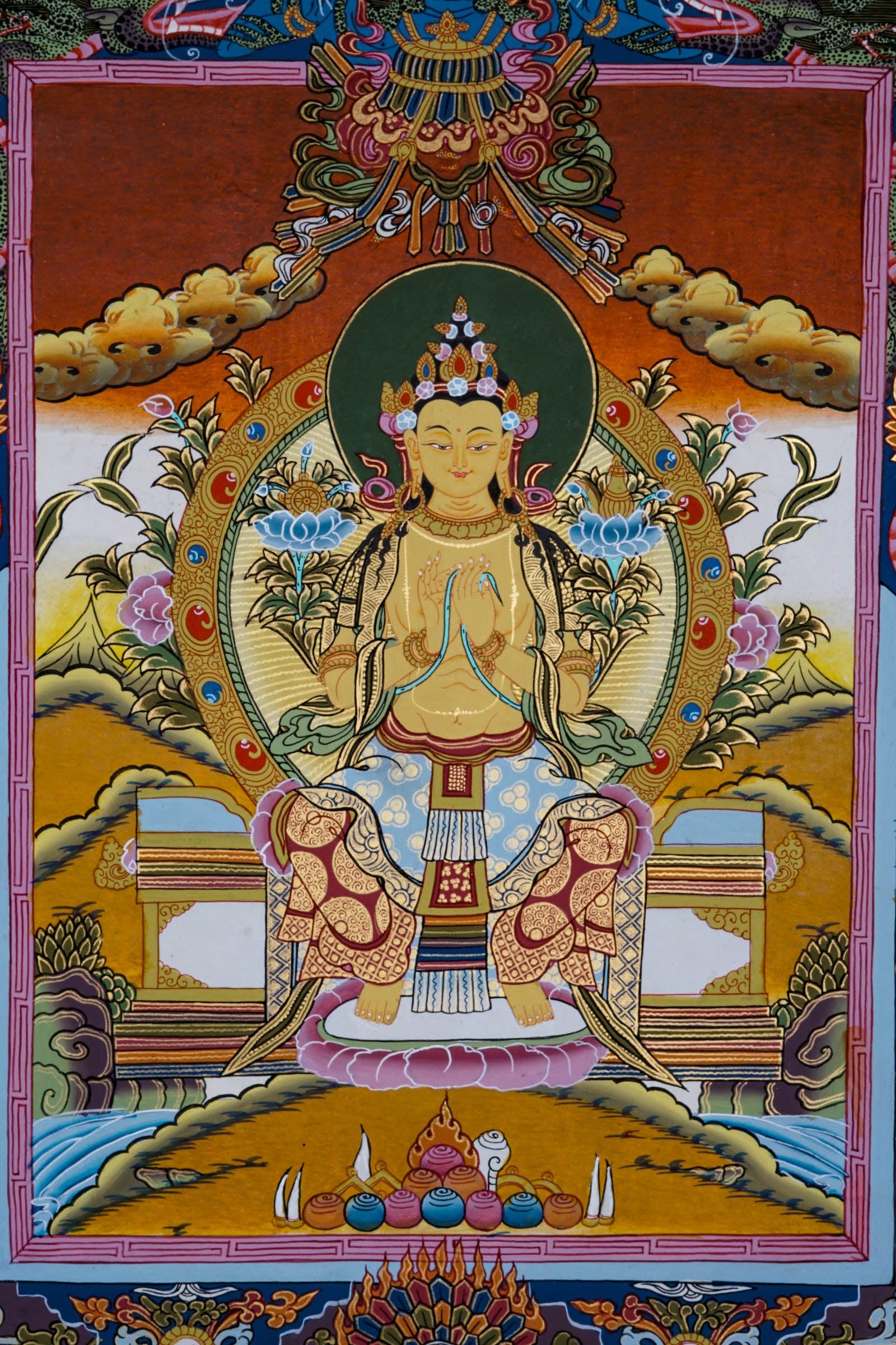 Best Maitreya Buddha Thangka - Himalayas Shop