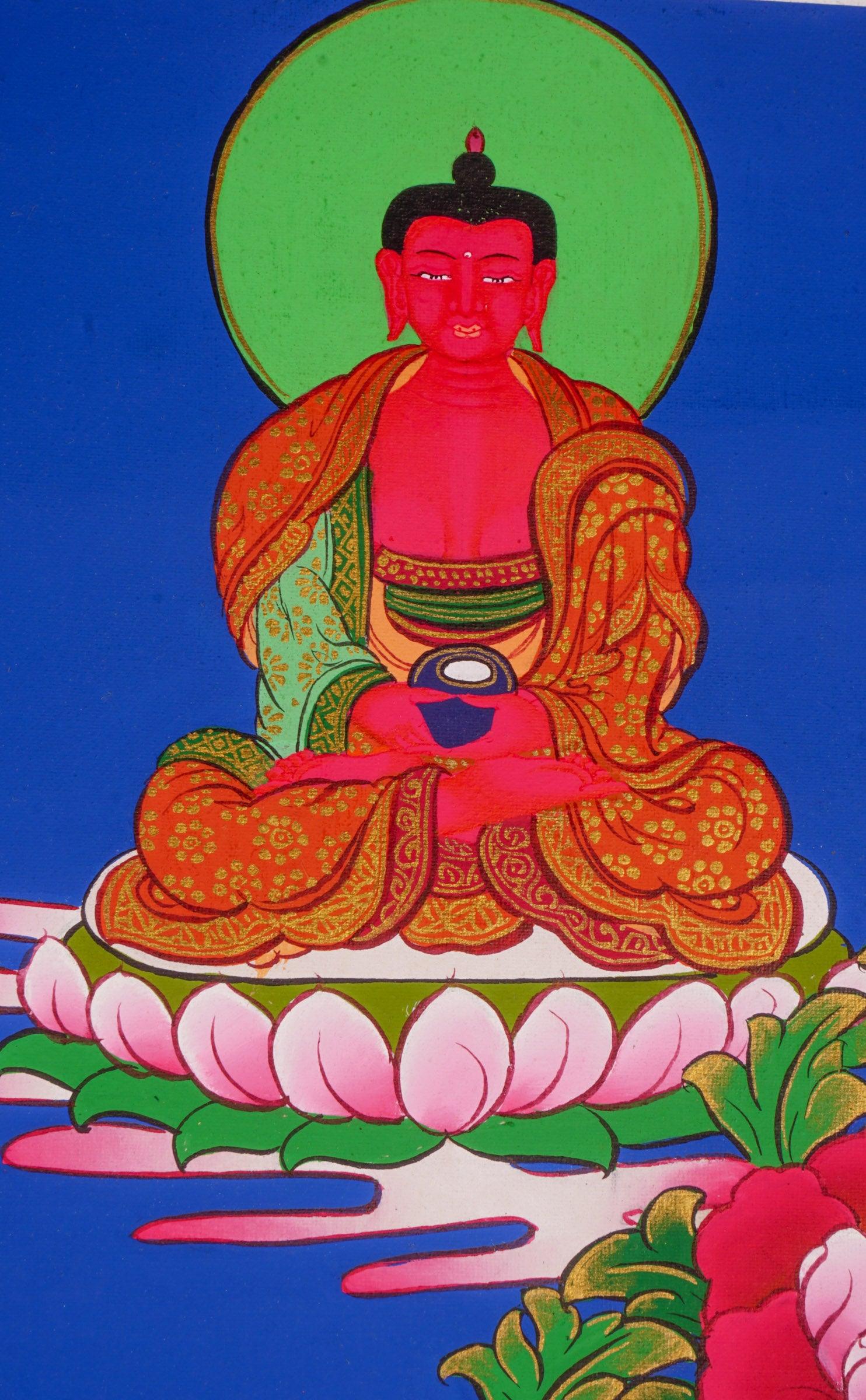 Japanese style thangka painting on canvas of Manjushri