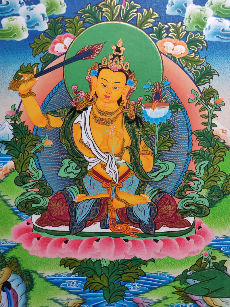 Handmade Authentic Manjushri Thangka Art 