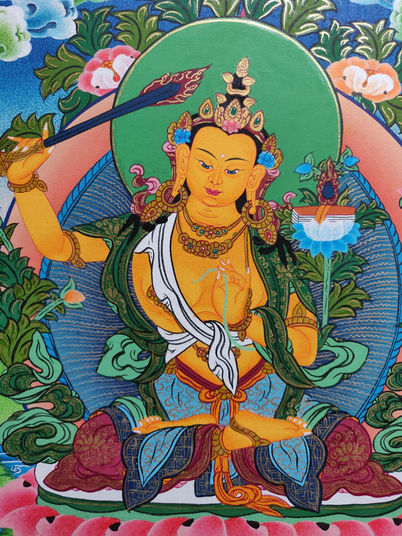 Handmade Authentic Manjushri Thangka Art 