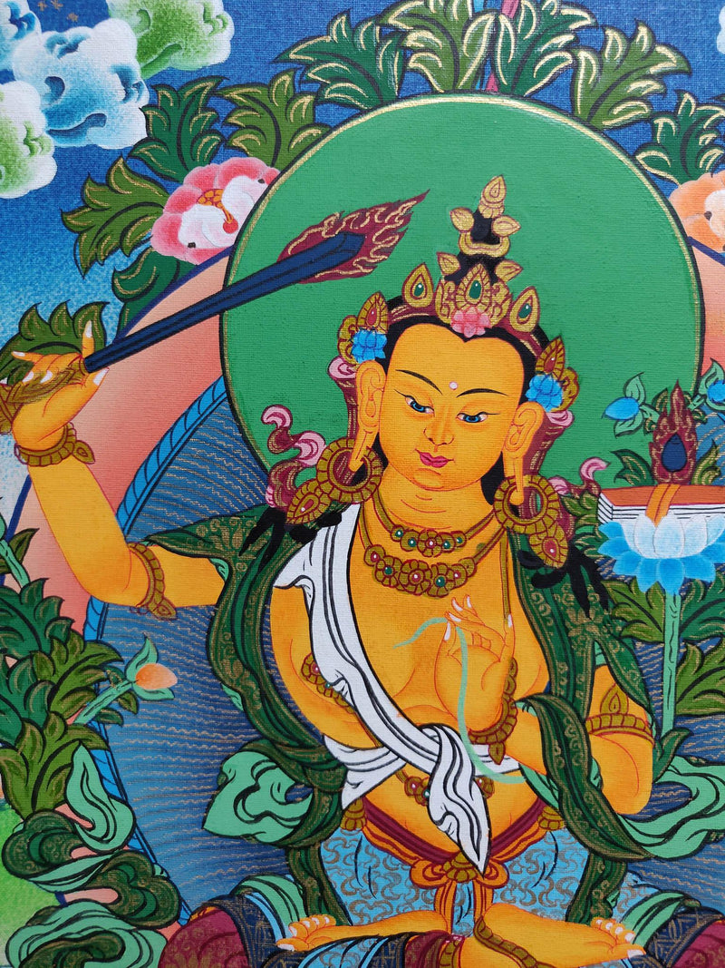 Handmade Authentic Manjushri Thangka Art 
