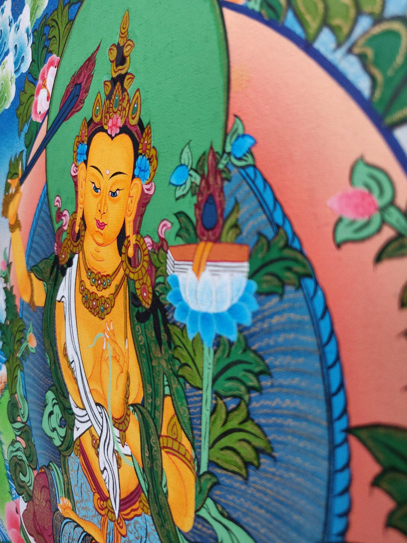 Handmade Authentic Manjushri Thangka Art 