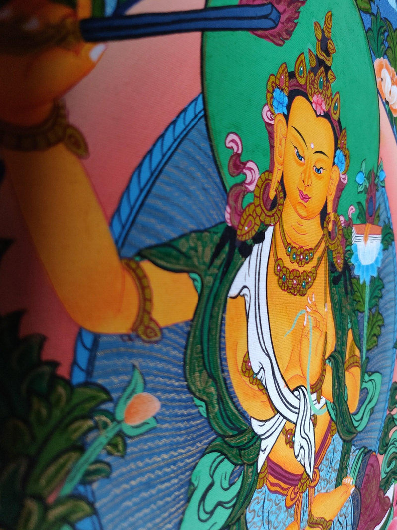 Handmade Authentic Manjushri Thangka Art 