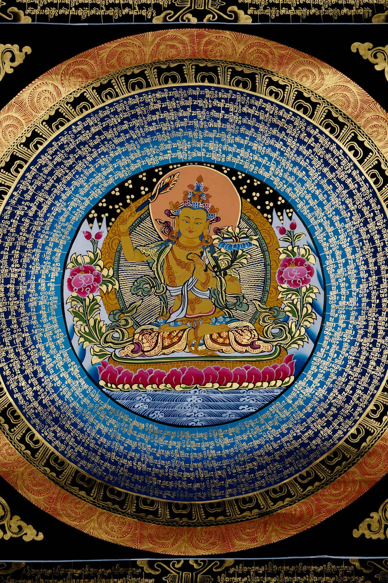 Manjushri Mantra Mandala Thangka - Best handpainted thangka painting - HimalayasShop