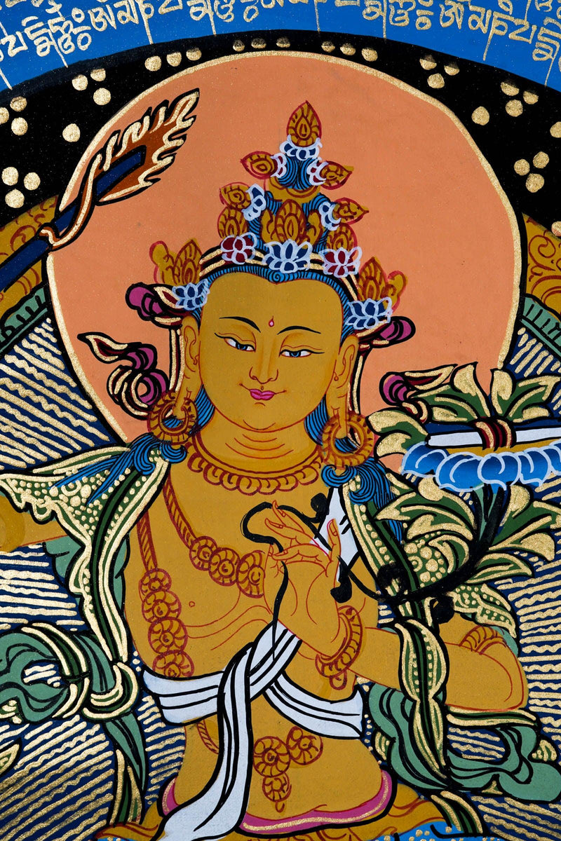 Manjushri Mantra Mandala Thangka - Best handpainted thangka painting - HimalayasShop