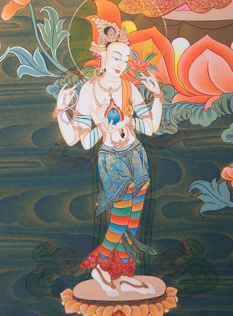 Manjushree is an ancient Buddha who vowed to emanate throughout the universe as the always youthful,princely Bodhisattwa of Transcendent Wisdom.