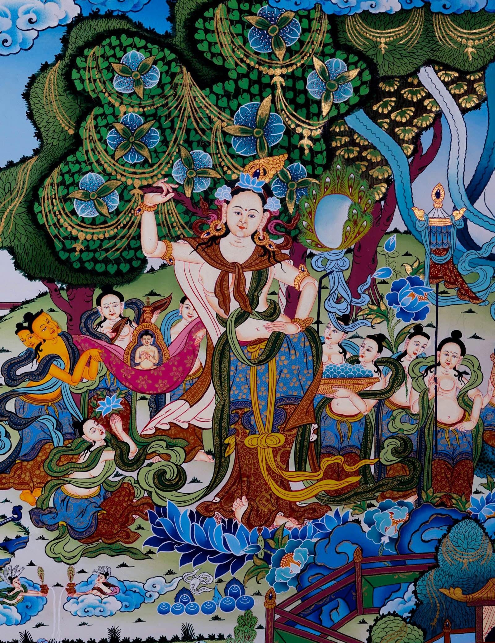 Mayadevi Thangka Painting - Himalayas Shop