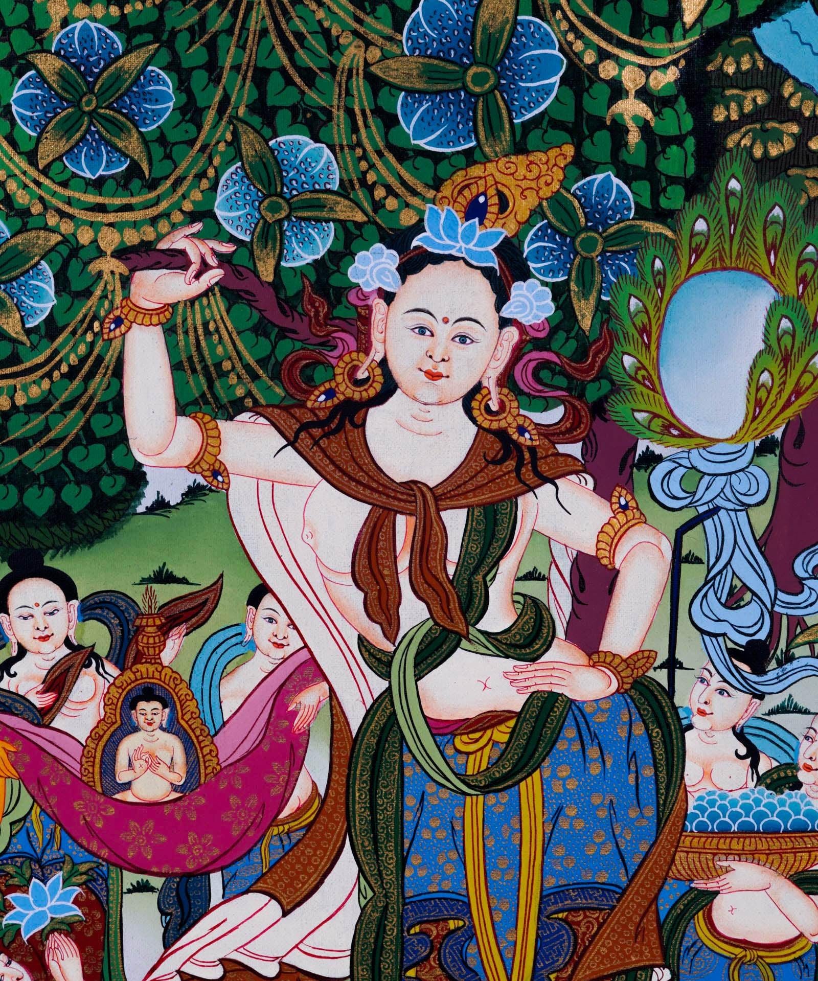 Mayadevi Thangka Painting - Himalayas Shop