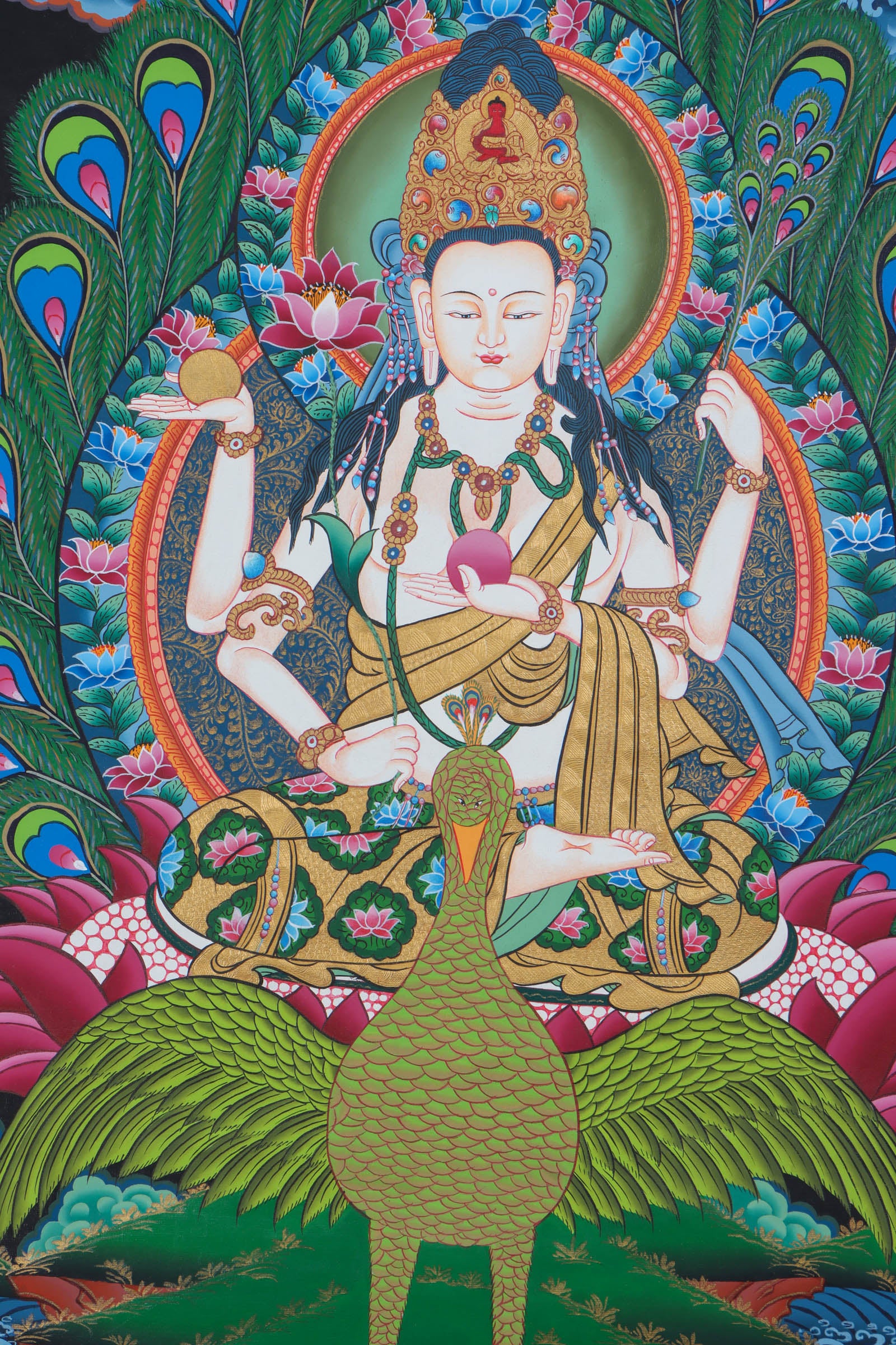 Mayur Buddha Thangka - Himalayas Handmade Thangka Art - Himalayas Shop