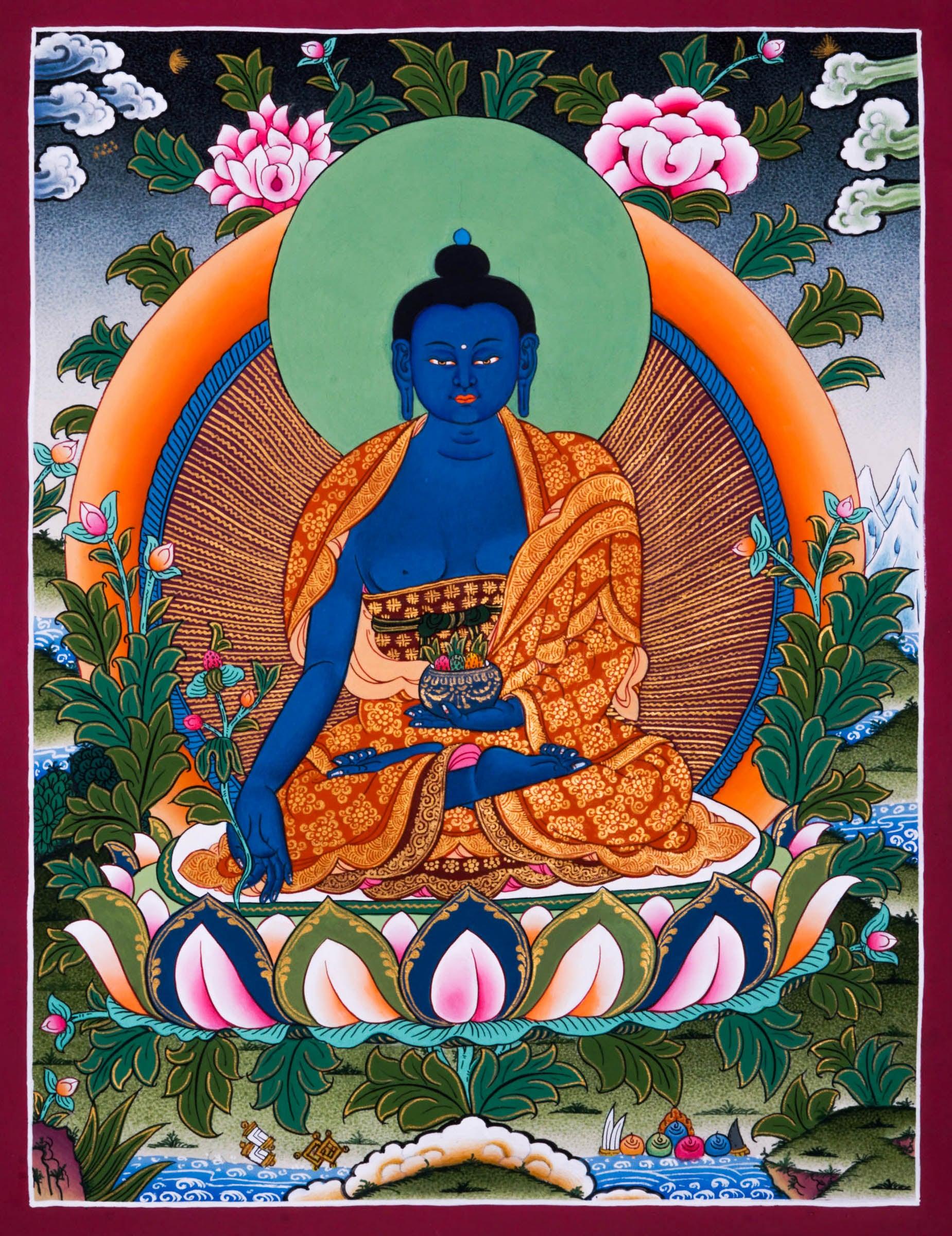 Bhaiṣajyaguru Painting on canvas -HimalayasShop