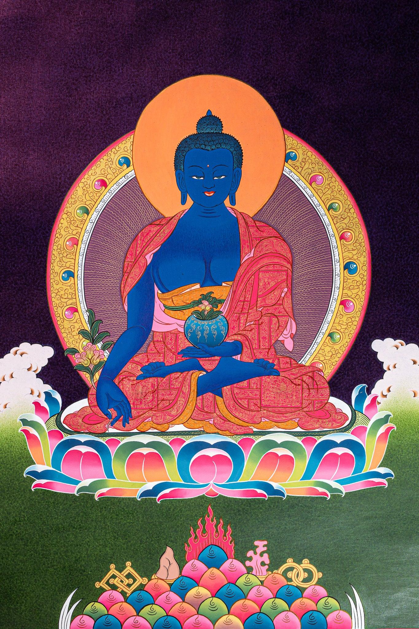Healing Buddha Thangka Bhaishajyaguru - Master pcs - Himalayas Shop