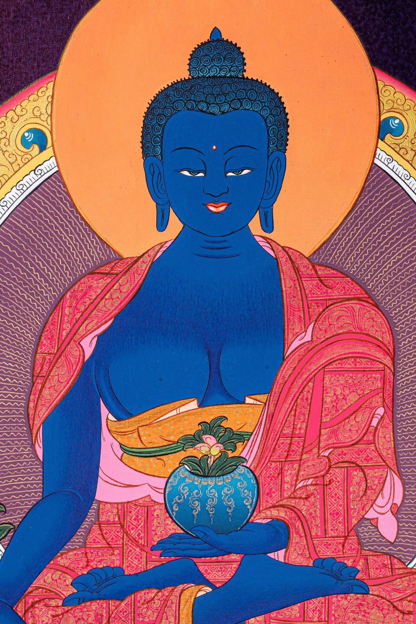 Healing Buddha Thangka Bhaishajyaguru - Master pcs - Himalayas Shop